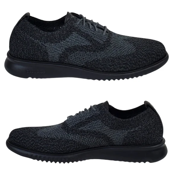 New Cole Haan 2 zerogrand stitchlite oxfords sneakers black knit stretch comfort